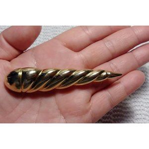 Vintage  M.Jent Goldtone Turritella Mollusk Shell Brooch Pin